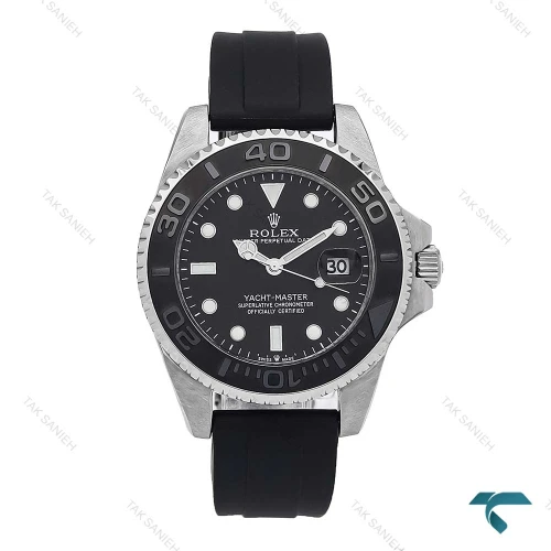 ساعت رولکس مردانه یاخ مستر بند رابر سیلور مشکی Rolex-6885-G