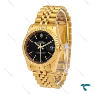 ساعت رولکس دیت جاست مردانه طلایی صفحه مشکی خطی Rolex-6743-G