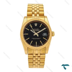 ساعت رولکس دیت جاست مردانه طلایی صفحه مشکی خطی Rolex-6743-G