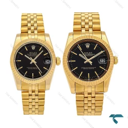 ساعت ست رولکس دیت جاست طلایی صفحه مشکی خطی Rolex-6744-S