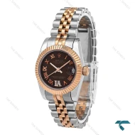 ساعت رولکس زنانه دورنگ رزگلد صفحه قهوه ای Rolex-6895-L