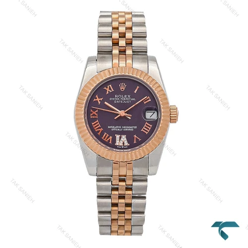 رولکس زنانه رولکس دورنگ رزگلد صفحه بنفش Rolex-6896-L