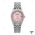 ساعت زنانه رولکس نقره ای صفحه صورتی دورنگین Rolex-6898-L