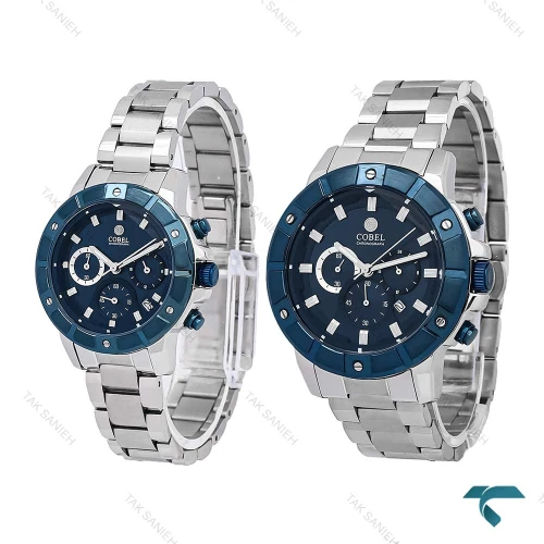 ساعت ست زنانه و مردانه کوبل CB6298 سیلور سرمه ای Cobel-6907-S