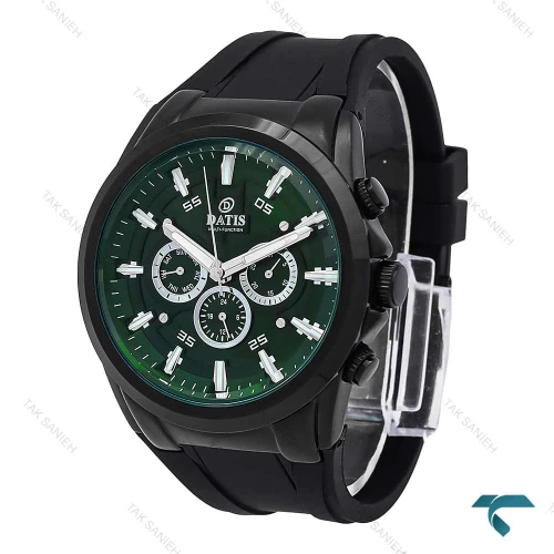 ساعت داتیس مردانه D8807G سه موتوره مشکی صفحه سبز Datis-6920-G