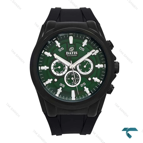 ساعت داتیس مردانه D8807G سه موتوره مشکی صفحه سبز Datis-6920-G