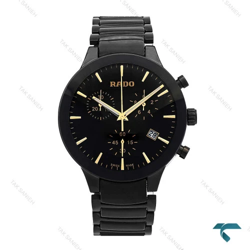 ساعت مردانه رادو CENTRIX کرنوگراف مشکی عقربه طلایی Rado-6935-G