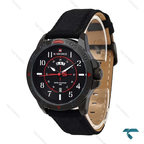 ساعت نیوی فورس NF9204 مردانه مشکی عقربه قرمز NaviForce-6949-G