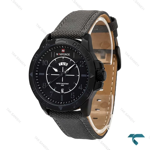 ساعت مچی نیوی فورس NF9204 مردانه مشکی بند طوسی NaviForce-6950-G