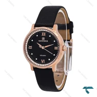 ساعت نیوی فورس NF5036 زنانه رزگلد بند چرم مشکی NaviForce-6959-L