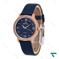 ساعت نیوی فورس NF5036 زنانه رزگلد بند چرم سرمه ای NaviForce-6960-L