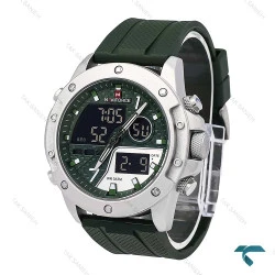 ساعت نیوی فورس NF9221 مردانه سیلور سبز بند رابر NaviForce-6963-G