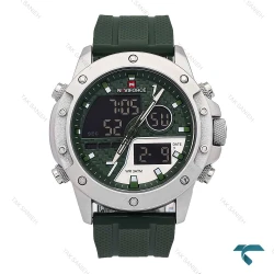 ساعت نیوی فورس NF9221 مردانه سیلور سبز بند رابر NaviForce-6963-G