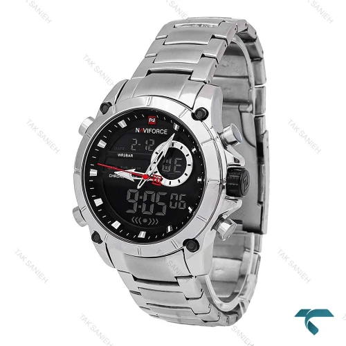 ساعت مچی نیوی فورس NF9163 مردانه دوزمانه سیلور مشکی NaviForce-7005-G