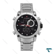 ساعت مچی نیوی فورس NF9163 مردانه دوزمانه سیلور مشکی NaviForce-7005-G