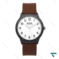 ساعت رسپینا مردانه مشکی بند قهوه ای Respina-7029-L