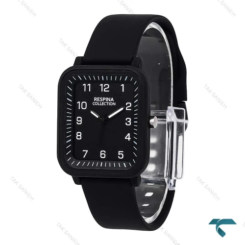 ساعت رسپینا پسرانه دخترانه مستطیلی فول مشکی Respina-7035-L
