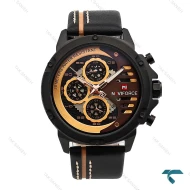 ساعت مردانه نیوی فورس NF9110 سه موتوره بند چرم NaviForce-7046-G