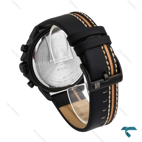 ساعت نیوی فورس NF9110 مردانه بندچرم رزگلد مشکی NaviForce-7047-G