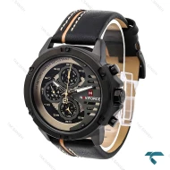ساعت نیوی فورس NF9110 مردانه بندچرم رزگلد مشکی NaviForce-7047-G