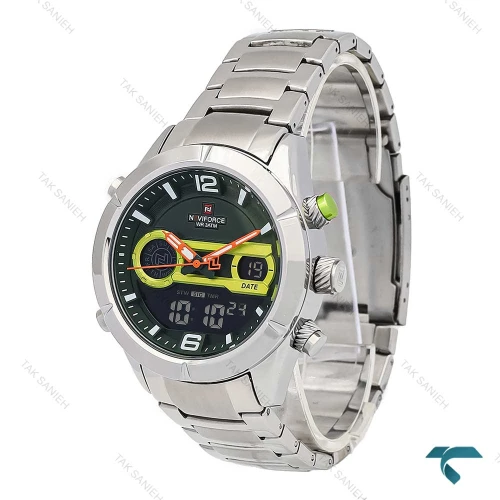 ساعت نیوی فورس NF9232 مردانه دوزمانه صفحه سبز NaviForce-7052-G