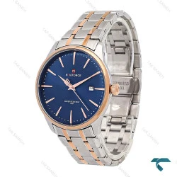 ساعت نیوی فورس NF9230 مردانه دورنگ رزگلد صفحه سرمه ای NaviForce-7055-G