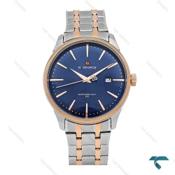 ساعت نیوی فورس NF9230 مردانه دورنگ رزگلد صفحه سرمه ای NaviForce-7055-G