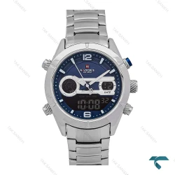 ساعت نیوی فورس NF9232 مردانه سیلور صفحه سرمه ای NaviForce-7056-G