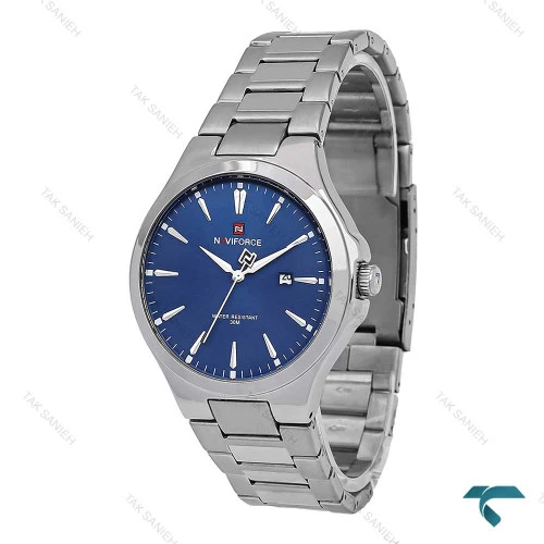 ساعت نیوی فورس NF9214 مردانه سیلور صفحه سرمه ای NaviForce-7059-G