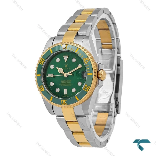 ساعت زنانه رولکس ساب مارینر دورنگ طلایی صفحه سبز Rolex-7061-L