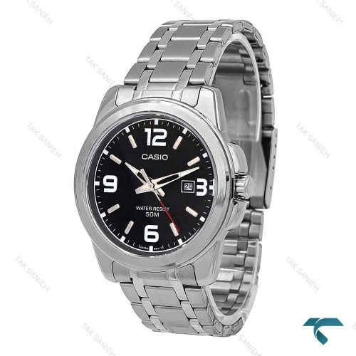 ساعت کاسیو مردانه MTP-1314 سیلور صفحه مشکی Casio-7102-G