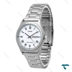 ساعت کاسیو مردانه MTP-VD06 دوتقویم سیلور صفحه سفید Casio-7103-G