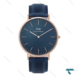 ساعت دنیل ولینگتون مردانه رزگلد سرمه ای بند چرم DW-7116-G