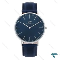 ساعت مردانه DW دنیل ولینگتون نقره ای سرمه ای بند چرم DW-7117-G