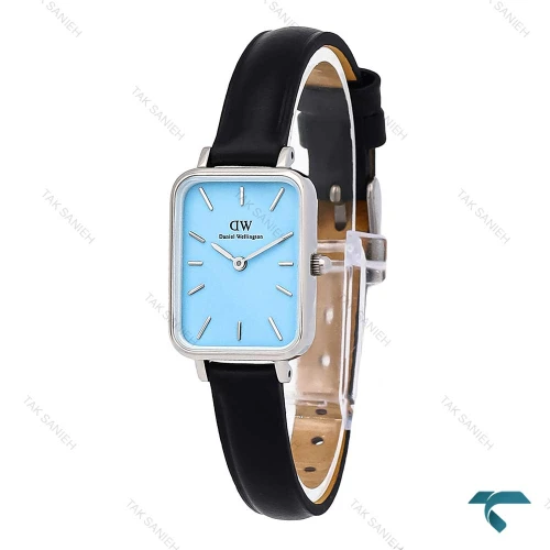ساعت دنیل ولینگتون زنانه مستطیلی سیلور بند چرم صفحه آبی DW-7120-L