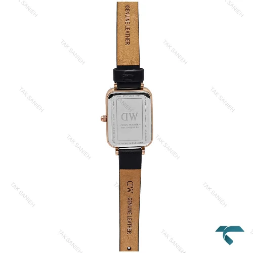 ساعت DW زنانه مستطیلی رزگلد بند چرم صفحه سرمه ای DW-7121-L