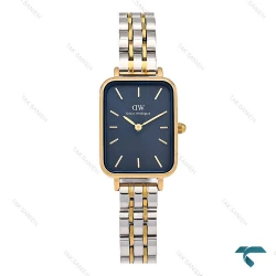 ساعت زنانه DW مستطیلی دورنگ طلایی صفحه سرمه ای DW-7122-L