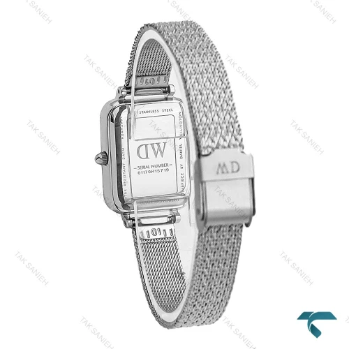 ساعت مچی زنانه DW مستطیلی حصیری سیلور صفحه صورتی DW-7133-L