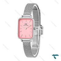 ساعت مچی زنانه DW مستطیلی حصیری سیلور صفحه صورتی DW-7133-L