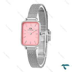 ساعت مچی زنانه DW مستطیلی حصیری سیلور صفحه صورتی DW-7133-L