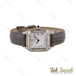 ساعت کارتیه سانتوس دمونت زنانه بند چرم طوسی Cartier-5679-L