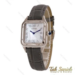 ساعت کارتیه سانتوس دمونت زنانه بند چرم طوسی Cartier-5679-L
