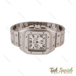 ساعت مردانه کارتیه سانتوس 100 تمام استیل کورنوگراف Cartier-5683-G