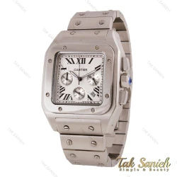 ساعت مردانه کارتیه سانتوس 100 تمام استیل کورنوگراف Cartier-5683-G