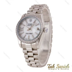 ساعت زنانه رولکس سیلور صفحه سفید نگین دار Rolex-5699-L