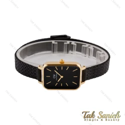 دنیل ولینگتون زنانه مستطیلی بند حصیری مشکی قاب طلایی DW-5729-L