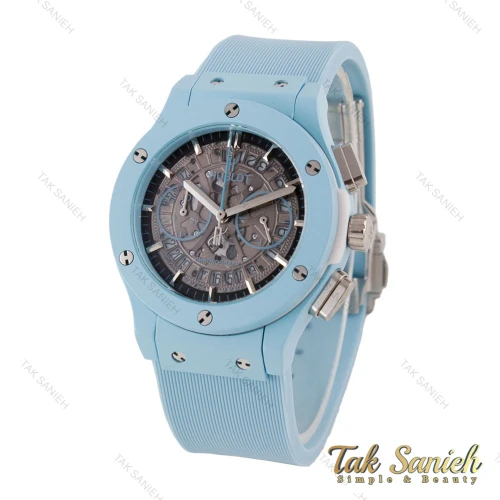 ساعت زنانه هابلوت سه موتوره کرنوگراف آبی آسمانی Hublot-5748-L