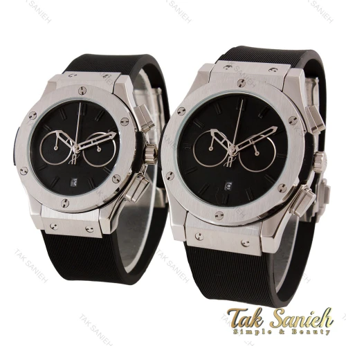 ست هابلوت سه موتوره کرنوگراف سیلور صفحه فول مشکی Hublot-5762-S