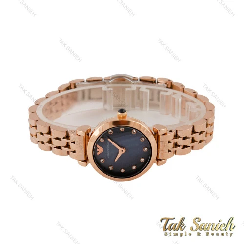 ساعت امپریو آرمانی زنانه مینی رزگلد صفحه صدف سرمه ای Armani-5784-L