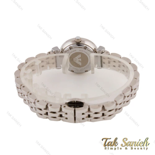 ساعت امپریوآرمانی مینی زنانه سیلور صفحه سفید نگین دار Armani-5789-L